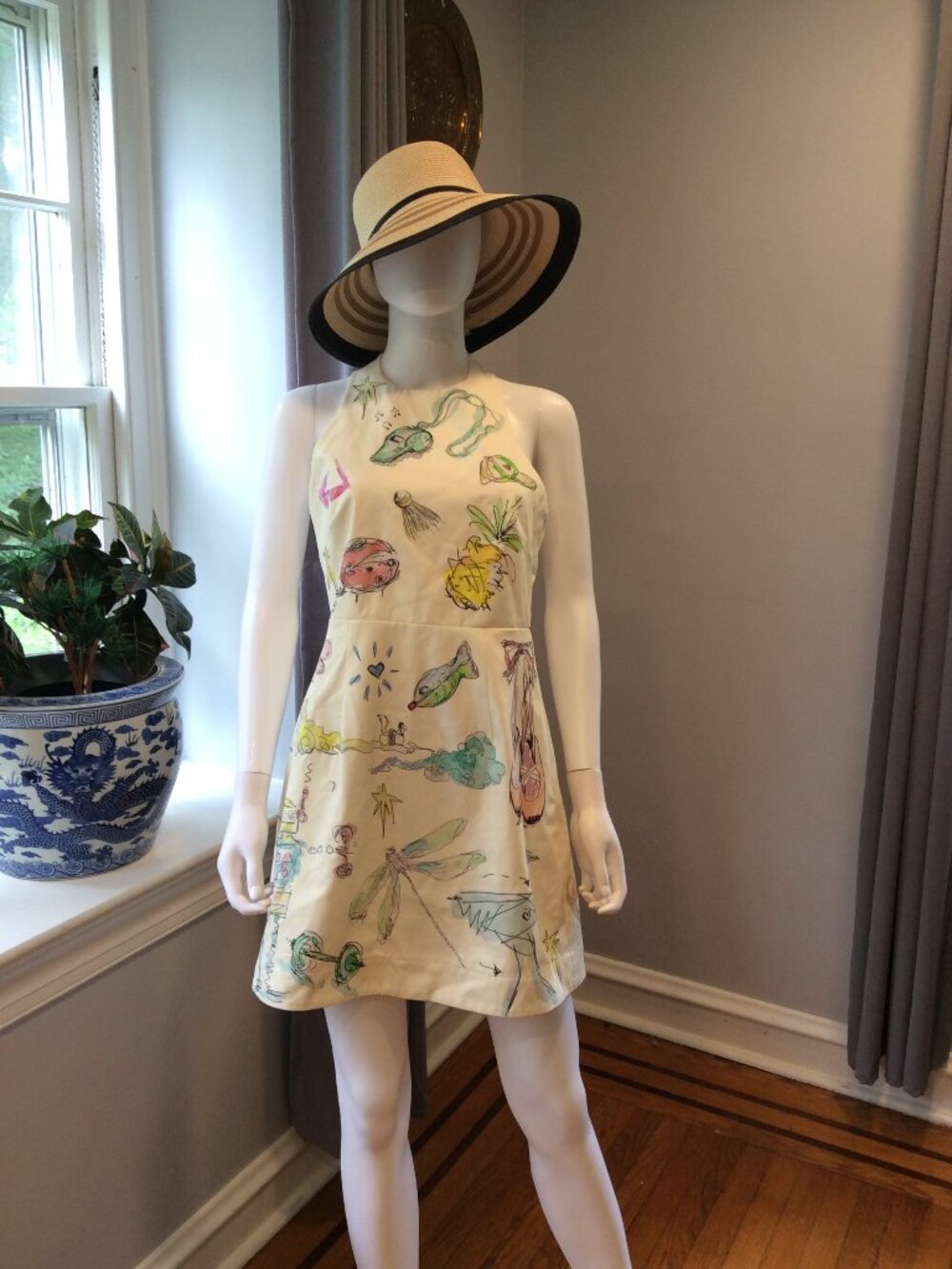 Alemais Butterfly Print Embroidered Sundress Women's Sleeveless Dress Size 6